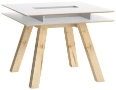 Minnea 35 Dining Table | White/Oak | 100 x 100 cm | Modern Design, Lockable Niche