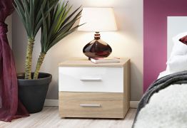 Salmeli 30 Bedside Cabinet | White & Sonoma Oak | 2 Drawers | 40 x 50 x 40 cm | Modern Laminated Finish