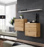 Modern Wall Units with Shelf Balestrand 331 | Oak Wotan/White | 110 x 130 x 30 cm | Push-to-Open