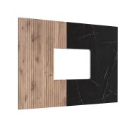 Back wall panel / wall panel | color: oak vicking / black marble | high-quality workmanship | 160 x 1.5 x 120 cm | for living room