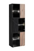 Display cabinet | color: black / oak vicking / black marble | incl. LED lighting | 6 doors | push-to-open function | 60 x 40 x 182 cm | 12 compartments