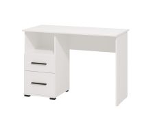 Bright White Desk Cawera 03 | 2 Drawers & 1 Compartment | Black Handles & Legs | 75.5 x 110 x 50 cm