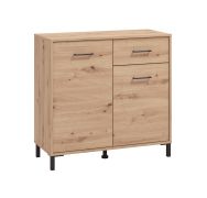 Modern Chest of Drawers with Two Doors | Artisan Oak Finish | 1 Drawer | 4 Compartments | 90 x 93 x 40 cm | ABS Edge Protection
