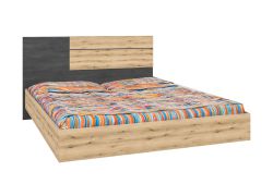Double Bed Apuseni 02 | Artisan / Pine | 160 x 200 cm | 2 Drawers | Slatted Frame | Decorative Headboard