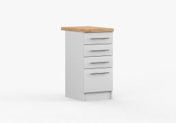 Base Unit White Parnassus 01 | 85 x 40 x 60 cm | 4 Drawers | Easy-Care Surface | 38 mm Worktop | Kitchen
