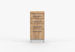 Parnassus 02 Kitchen Base Unit | Brown/White | 4 Drawers | Metal Handles Silver | 85 x 40 x 60 cm