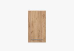 Wall Unit with Hinge Door | Brown/White Wood Look | Parnassus 04 | 1 Door | Metal Silver Handles | 71.5 x 40 x 29 cm
