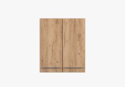Hinge-Door Wardrobe Wall Unit | 71.5 x 60 x 29 cm | Brown/White | Parnassus 08 | 2 Doors | Silver Metal Handles | Wood-Effect Front