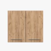 Base Cabinet / Cabinet with Hinged Doors | Parnassus 12 | Brown / White | 2 Doors | Handles: Metal | 71.5 x 80 x 29 cm | Metal Handles | Wall Cabinet for the Kitchen