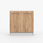 Sink Base Cabinet | 2-Door Hinged Unit | Brown/White | Parnassus 10 | 1 Compartment | Metal Handles | 81.5 x 80 x 46 cm | Wood Look Front