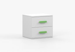 Smolikas 143 Bedside Cabinet | White | Solid Wood Handles | 50 x 55 x 40 cm | 2 Spacious Drawers | Simple Design