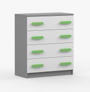 Smolikas 12 Chest of Drawers | 80 cm Wide | White & Gray | 4 Spacious Drawers | Wooden Handles | 90 x 80 x 40 cm