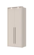 Neiafu 57 two-door wardrobe, soft-close feature, color: cashmere, dimensions: 226 x 97 x 60 cm, one clothes rod, three shelves