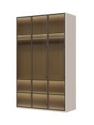 Neiafu 06 Wardrobe with Three Glass Doors, incl. interior lighting, color: Cashmere, soft-close function, adjustable feet, dimensions: 224 x 137 x 56 cm
