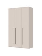 Neiafu 04 three-door wardrobe with two clothing rods, color: Cashmere, soft-close feature, adjustable feet, dimensions: 224 x 137 x 56 cm