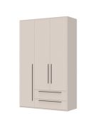 Neiafu 07 hinged-door wardrobe with two drawers, color: cashmere, three doors, soft-close function, two clothing rods, dimensions: 224 x 137 x 56 cm