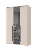 Neiafu 33 three-door hinged-door wardrobe with frames, color: cashmere, one mirrored door, soft-close feature, two clothing rods, dimensions: 224 x 137 x 56 cm