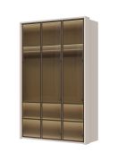 Neiafu 34 Wardrobe with Three Glass Doors, Color: Cashmere, Dimensions: 224 x 137 x 56 cm, Soft-Close Feature, Includes Interior Lighting, for the Bedroom