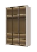 Neiafu 62 Glass-Door Wardrobe with LED Frame, Color: Cashmere, Dimensions: 224 x 137 x 56 cm, Dimensions: 224 x 137 x 56 cm, Soft-Close Feature, Two Clothes Rods