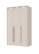 Neiafu 60 three-door cabinet with frames and LED lighting, color: Cashmere, dimensions: 226 x 142 x 60 cm, two clothes rods, six shelves