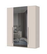 Neiafu 09 four-door wardrobe with two mirrored doors, color: cashmere, dimensions: 224 x 182 x 56 cm, soft-close feature, two clothing rods
