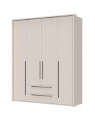 Neiafu 40 four-door wardrobe, two drawers, three clothing rods, color: cashmere, seven shelves, dimensions: 226 x 187 x 60 cm, adjustable legs
