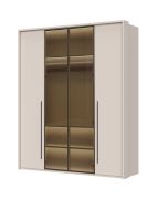 Neiafu 38 Wardrobe with Two Glass Doors, Color: Cashmere, Soft-Close Feature, Includes Interior Lighting, Nine Shelves, Dimensions: 224 x 182 x 56 cm