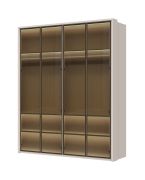 Neiafu 39 Wardrobe with Four Glass Doors, includes interior lighting, two drawers, color: Cashmere, soft-close feature, dimensions: 226 x 187 x 60 cm