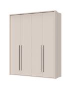 Neiafu 36 four-door hinged wardrobe with frame, adjustable legs, color: cashmere, soft-close feature, dimensions: 226 x 187 x 60 cm, six shelves