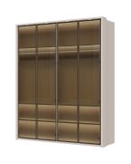 Neiafu 67 glass-door wardrobe with interior lighting, color: Cashmere, two clothing rods, soft-close feature, dimensions: 224 x 182 x 56 cm, six shelves