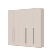 Neiafu 13 five-door wardrobe with ample storage space, color: cashmere, adjustable legs, soft-close feature, dimensions: 224 x 227 x 56 cm