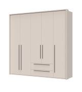 Neiafu 45 wardrobe with ample storage space, color: cashmere, two drawers, dimensions: 226 x 232 x 60 cm, three clothing rods, soft-close function, adjustable legs
