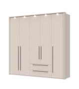 Neiafu 73 five-door cabinet, LED trim, two drawers, adjustable legs, dimensions: 226 x 232 x 60 cm, soft-close feature, three clothing rods