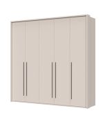 Neiafu 41 Five-Door Wardrobe with Frame, Color: Cashmere, Dimensions: 226 x 232 x 60 cm, three clothing rods, nine shelves, soft-close system
