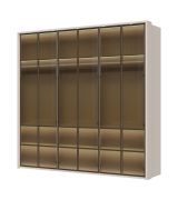 Neiafu 72 Wardrobe with Five Glass Doors, includes LED frame and interior lighting, dimensions: 224 x 227 x 56 cm, soft-close function, three clothing rods