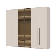 Neiafu 20 Wardrobe with Two Glass Doors, Color: Cashmere, includes interior lighting, soft-close system, three clothing rods, Dimensions: 224 x 272 x 56 cm