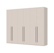 Six-door wardrobe with ample storage space, Neiafu 18, color: Cashmere, soft-close feature, three clothing rods, dimensions: 224 x 272 x 56 cm,