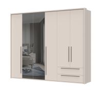 Neiafu 51 Framed Hinged-Door Wardrobe, two mirrored doors, two drawers, color: Cashmere, three clothes rods, dimensions: 224 x 272 x 56 cm, soft-close feature