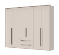 Neiafu 50 Large Wardrobe with Two Drawers, Soft-Close Feature, Color: Cashmere, Adjustable Feet, Dimensions: 226 x 277 x 60 cm, Three Clothes Rods