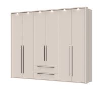 Neiafu 78 Large Six-Door Wardrobe, two drawers, LED lighting, dimensions: 226 x 277 x 60 cm, soft-close feature, three clothing rods