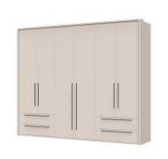 Neiafu 52 Wide Framed Hinged-Door Cabinet, four drawers, color: Cashmere, six doors, five shelves, dimensions: 226 x 277 x 60 cm, adjustable legs
