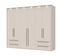 Neiafu 80 six-door wardrobe with LED trim, four drawers, three clothing rods, five shelves, dimensions: 226 x 277 x 60 cm, high-quality craftsmanship