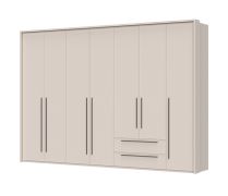 Neiafu 54 seven-door wardrobe with frames, color: Cashmere, two drawers, soft-close feature, dimensions: 226 x 322 x 60 cm, four clothing rods