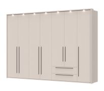Wardrobe / Seven-door cabinet Neiafu 82, color: cashmere, two drawers, soft-close feature, four clothing rods, dimensions: 226 x 322 x 60 cm
