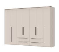 Neiafu 55 Framed Hinged-Door Wardrobe, Color: Cashmere, four drawers, eight shelves, Dimensions: 226 x 322 x 60 cm, four clothes rods, for the bedroom