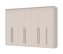 Neiafu 53 seven-door wardrobe with frame, color: cashmere, soft-close feature, four clothing rods, dimensions: 226 x 322 x 60 cm, adjustable legs
