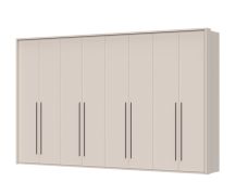 Neiafu 56 eight-door wardrobe with frames, color: cashmere, dimensions: 226 x 367 x 60 cm, soft-close feature, twelve shelves, adjustable legs