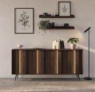 Chest of drawers | color: Dunin oak | incl. LED lighting | 183 x 40 x 83 cm | 4 doors | soft-close function | 8 compartments | slim metal legs | sideboard