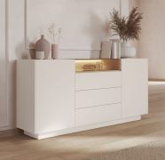 Chest of drawers | color: beige / oak Cremona | 2 hinged doors | incl. LED lighting | 5 compartments | 176 x 40 x 83 cm | push-to-open function | sideboard | 3 drawers