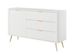 Chest of Drawers | modern | 3 drawers | 2 compartments | white | high-quality material | Dimensions: 81 x 138 x 38 cm | Handles & legs: metal | for the living room